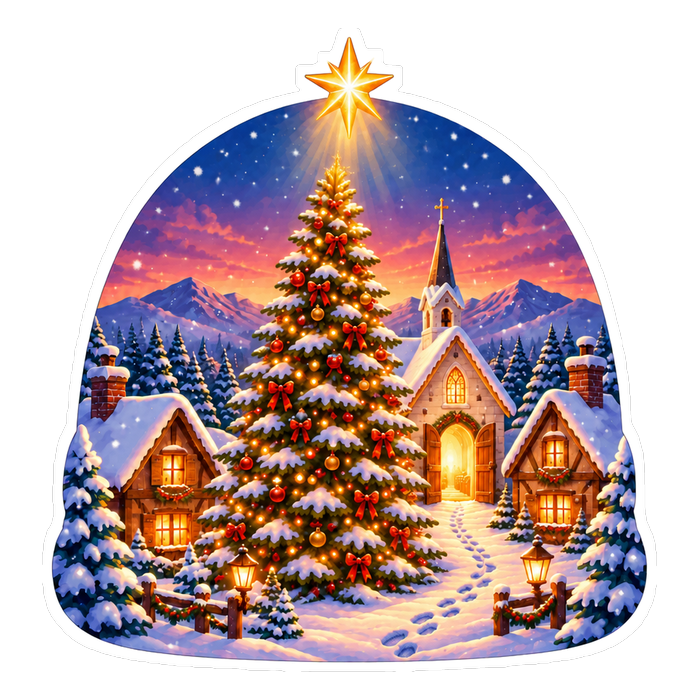Christmas village chapel sticker